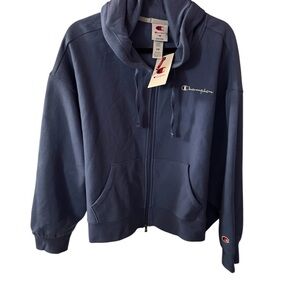 Champion Women's Cropped Fleece Zip-Up
Sweatshirt - Blue 2X